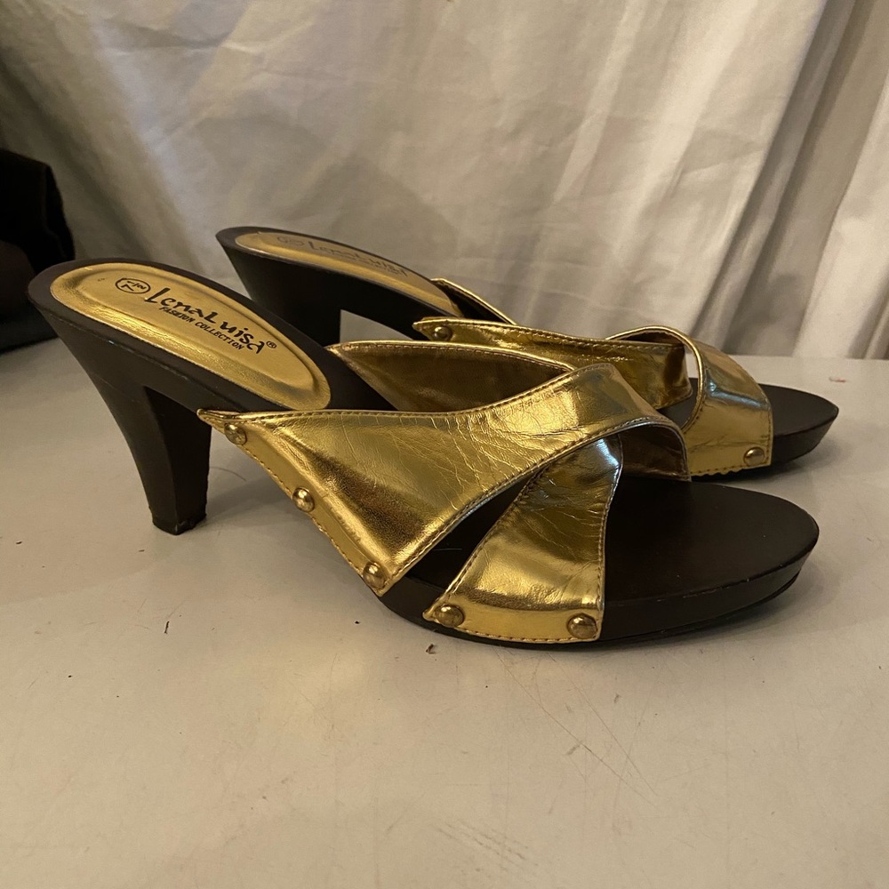 Lena Luisa gold heeled sandals 7.5 NEW